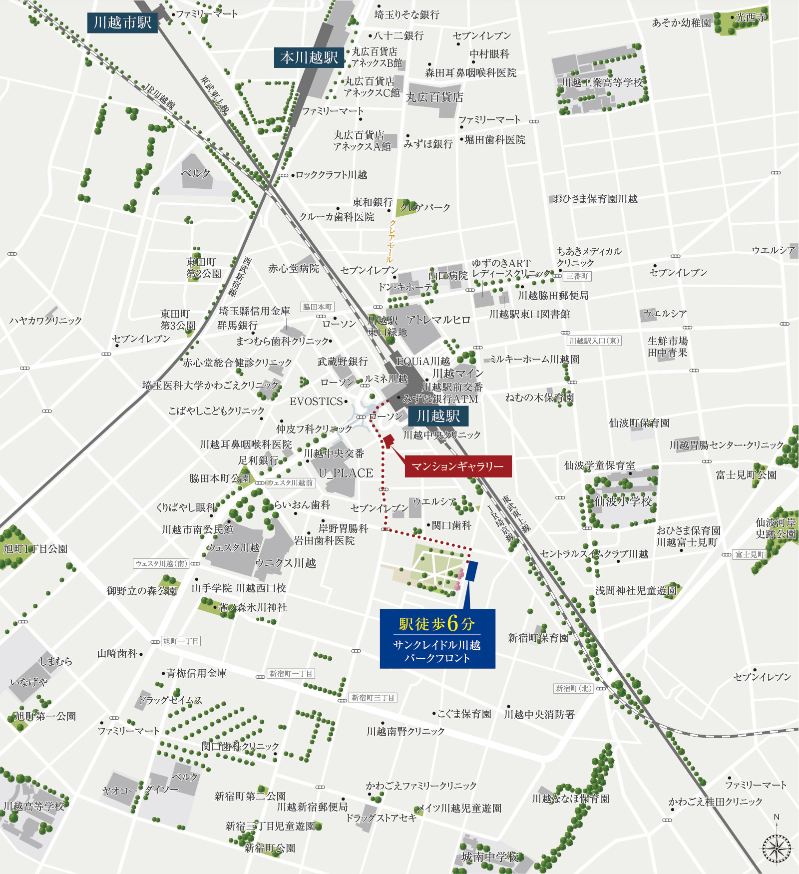 サンクレイドル川越パークフロント：案内図