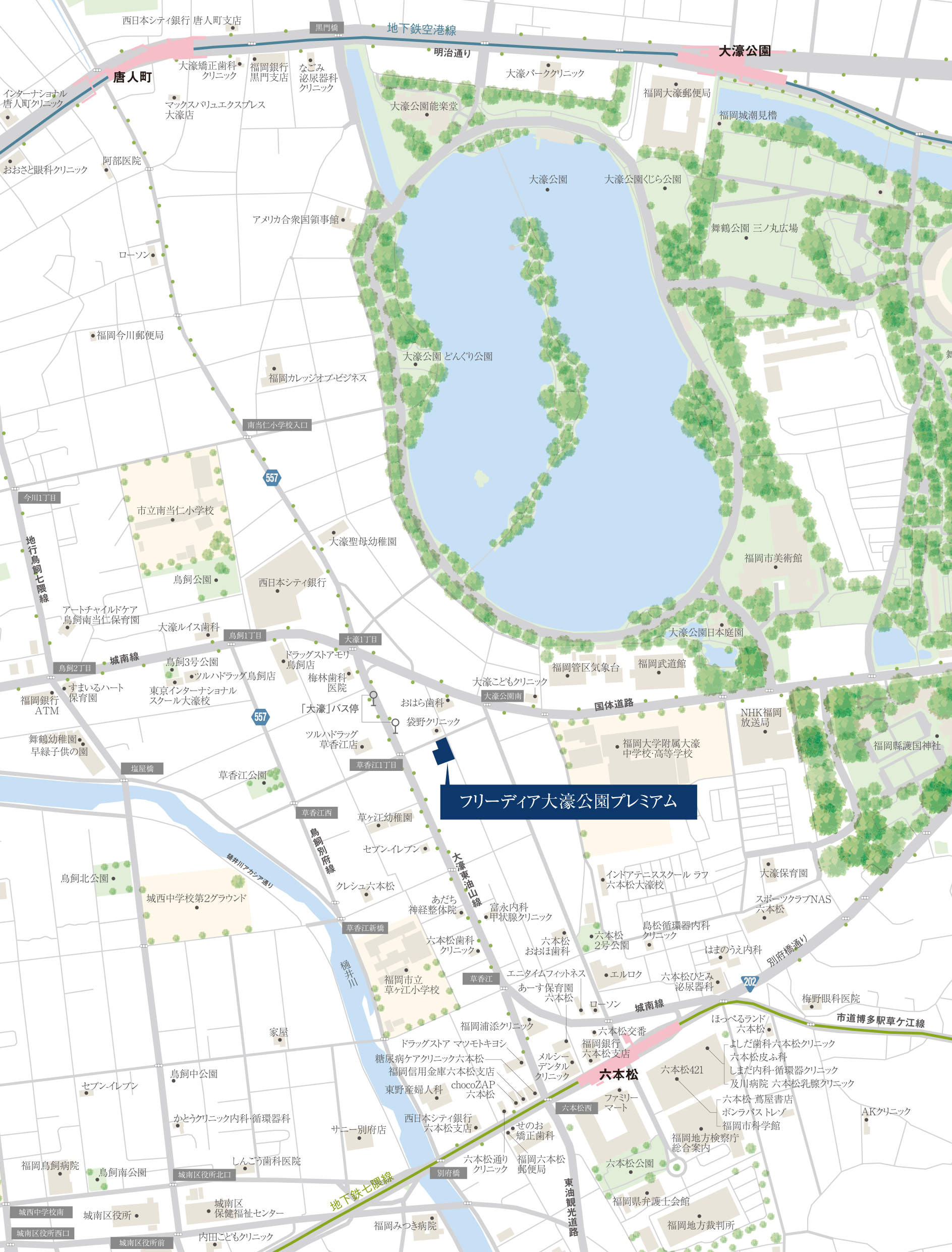フリーディア大濠公園プレミアム：案内図