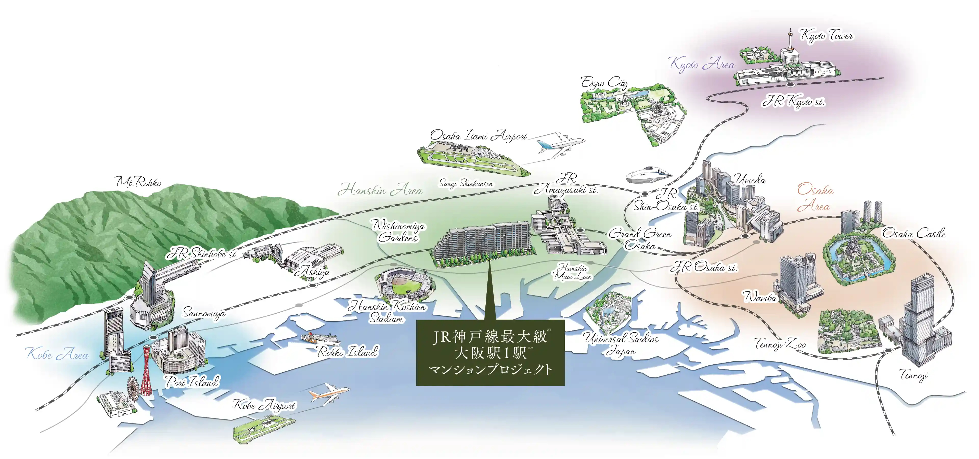 JR神戸線最大級※１大阪駅１駅※2 マンションプロジェクト 再開発で沸く梅田へ1駅6分。進化する街の拠点に