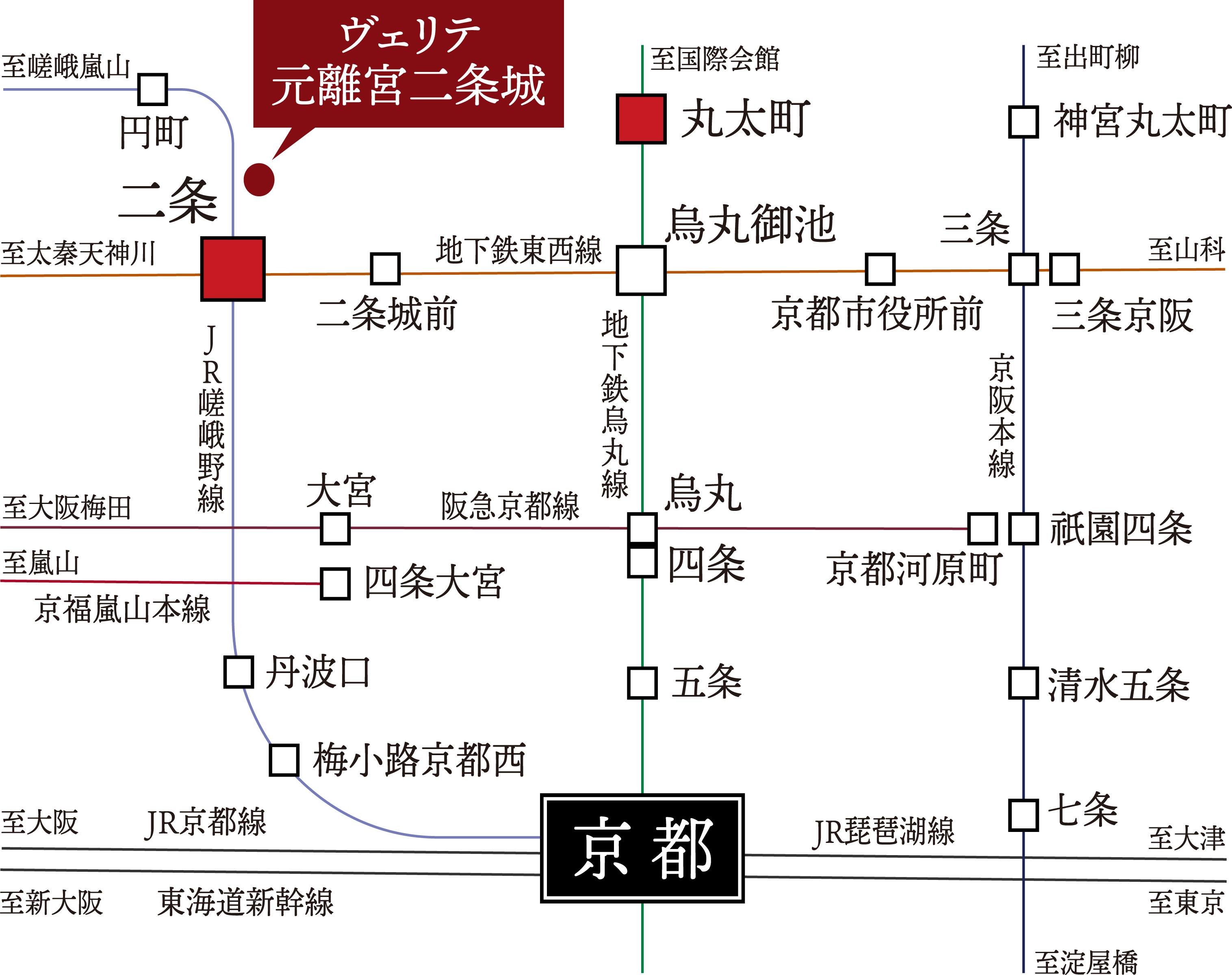 ヴェリテ元離宮二条城 縦横無尽なアクセス利便