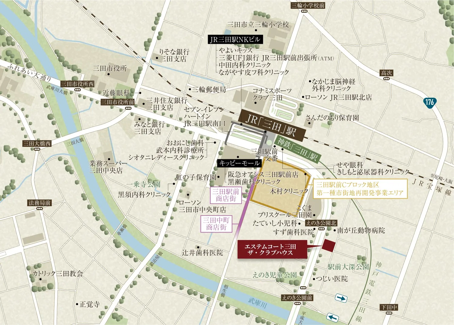 エステムコート三田 ザ・クラブハウス：案内図