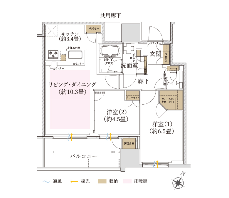 クラッシィタワー靱公園の2LDK+WIC