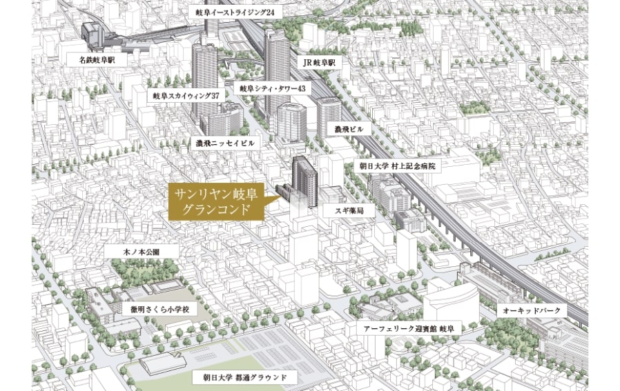 サンリヤン岐阜グランコンド 駅前の利便を享受するロケーション。