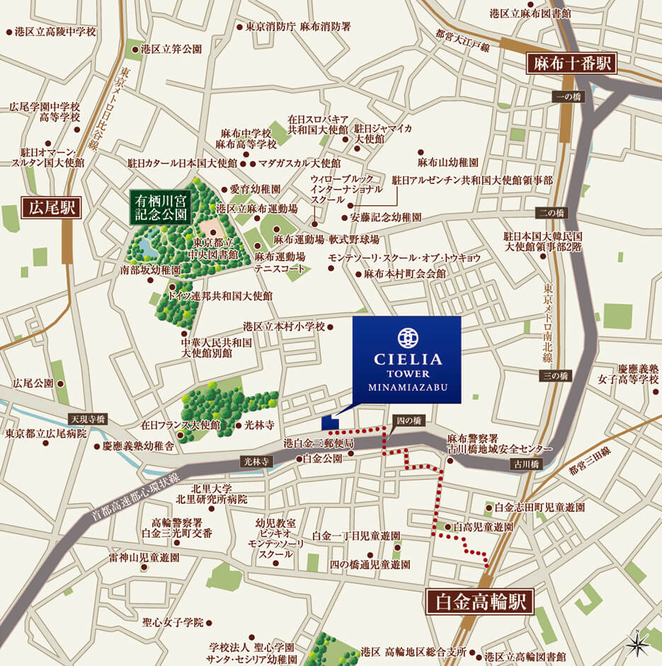 シエリアタワー南麻布：案内図