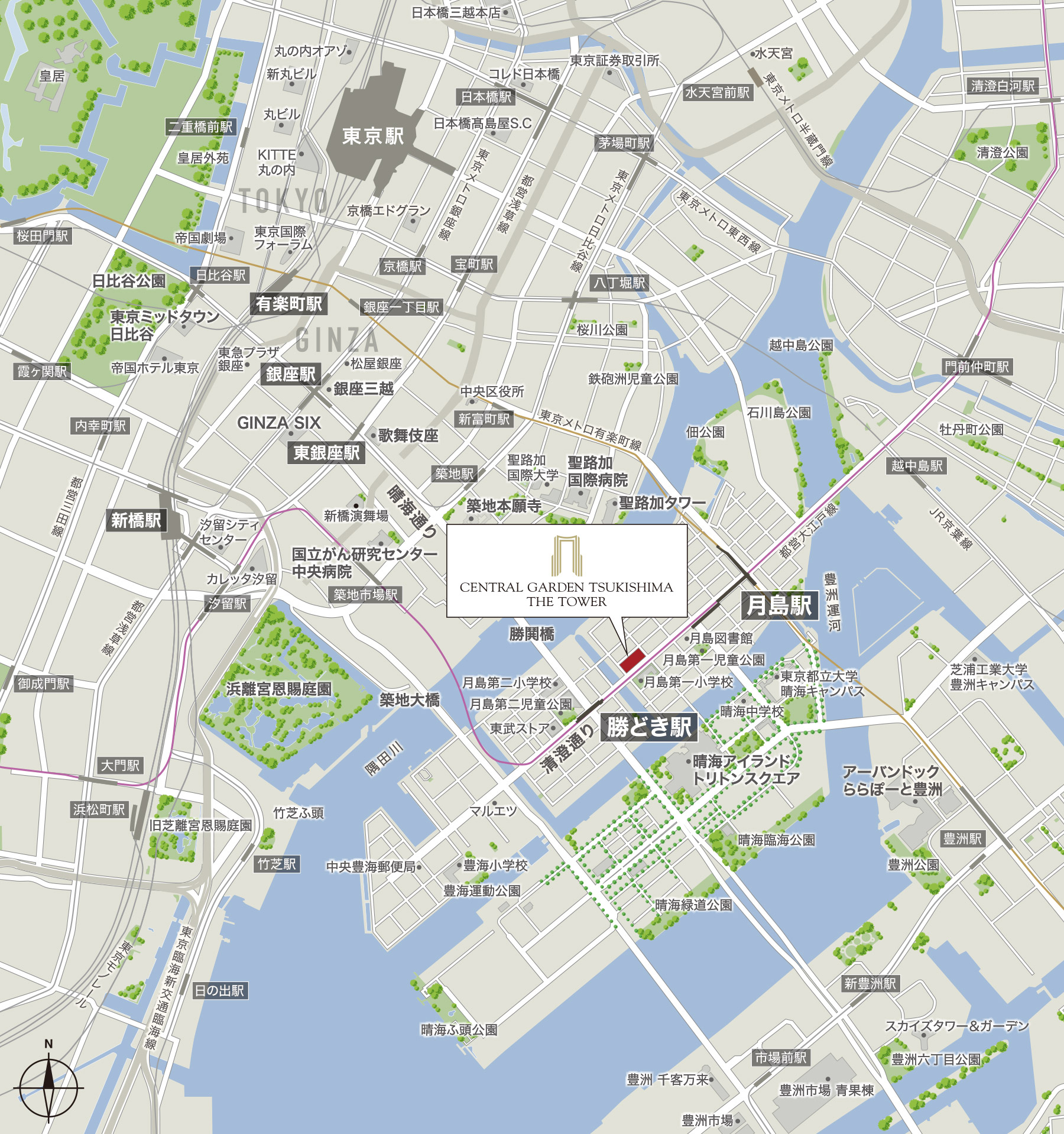セントラルガーデン月島　ザ　タワー：案内図
