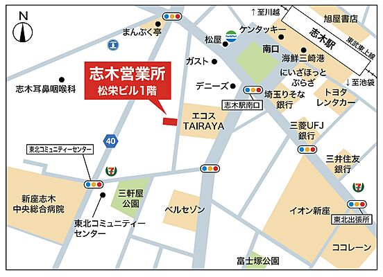 朝日リビング株式会社 志木営業所の周辺地図