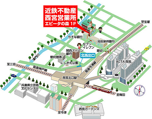 近鉄不動産株式会社　西宮営業所の周辺地図