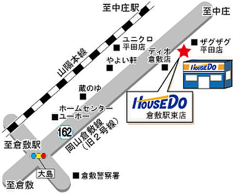 ハウスドゥ 倉敷駅東 株式会社アールイープロジェクトの周辺地図