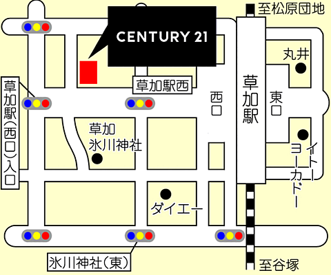 センチュリー21株式会社草加市民ハウジング　草加西口店の周辺地図