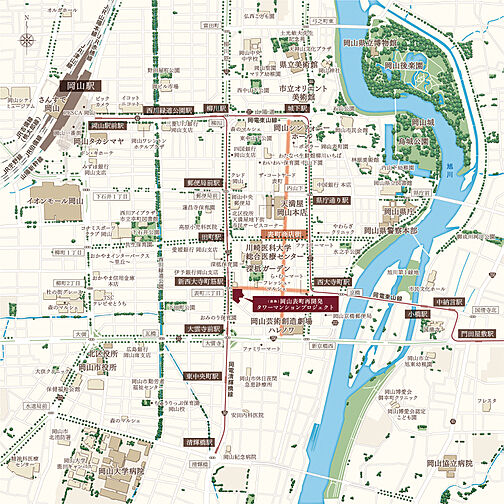 （仮称）岡山表町再開発タワーマンションプロジェクト 現地案内図