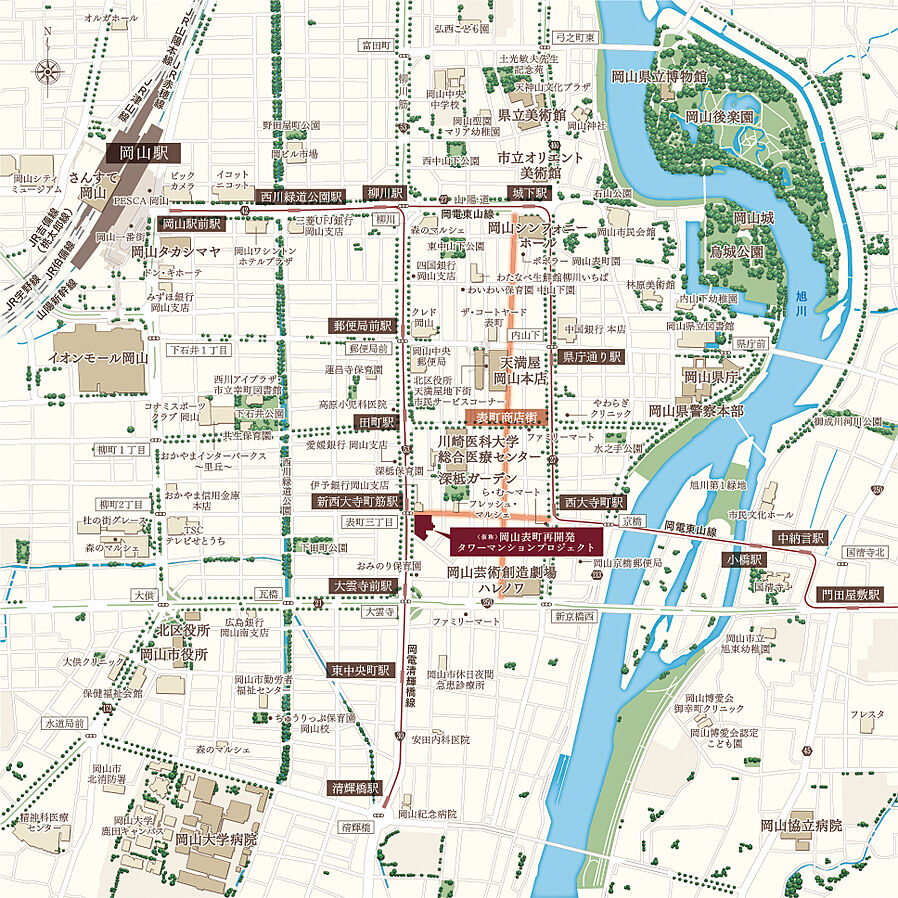 （仮称）岡山表町再開発タワーマンションプロジェクト：案内図