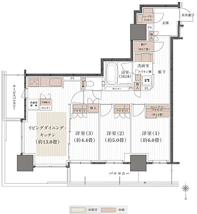 デュオヒルズ岡山表町タワー 間取り G