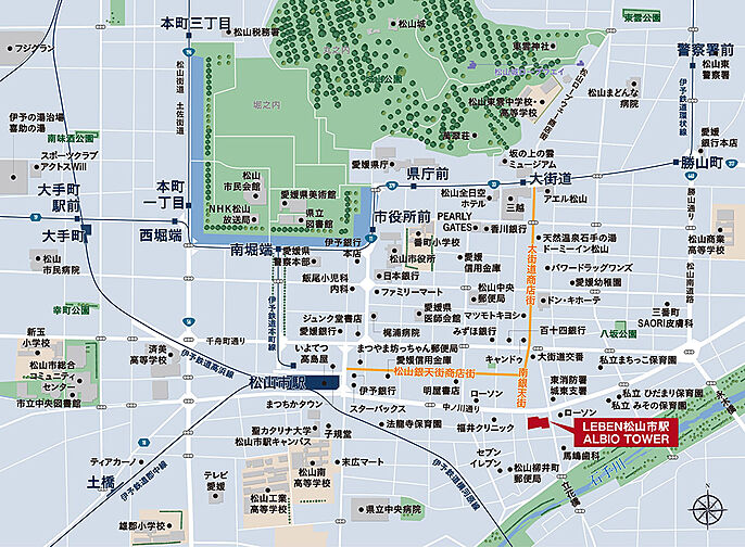 レーベン松山市駅ALBIO TOWER 現地案内図