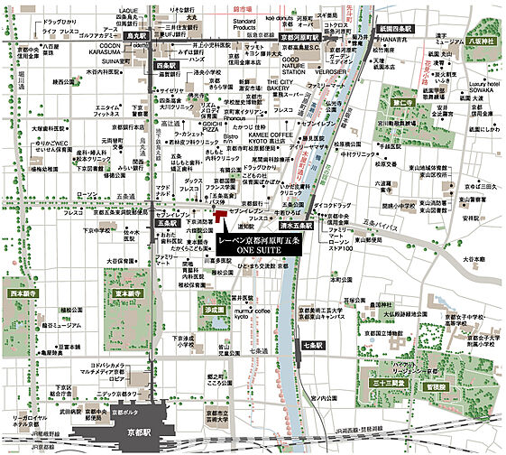 レーベン京都河原町五条 ONE SUITE 現地案内図