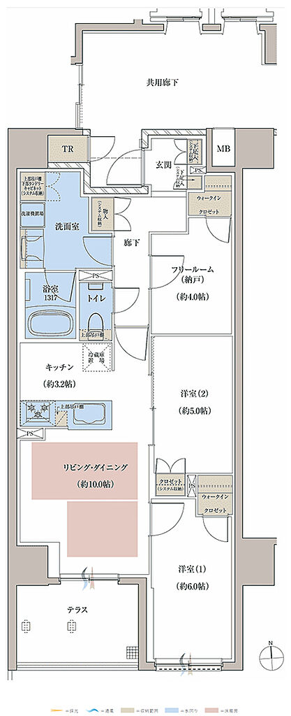レーベン京都河原町五条 ONE SUITE 間取り Rt