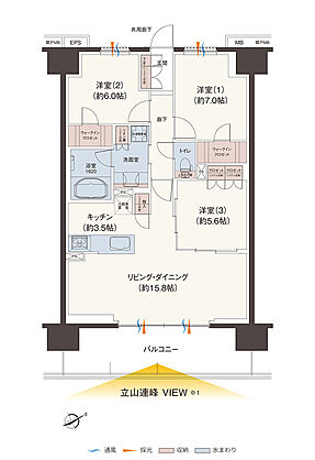 レーベン富山駅北VISIONISTA 間取り D