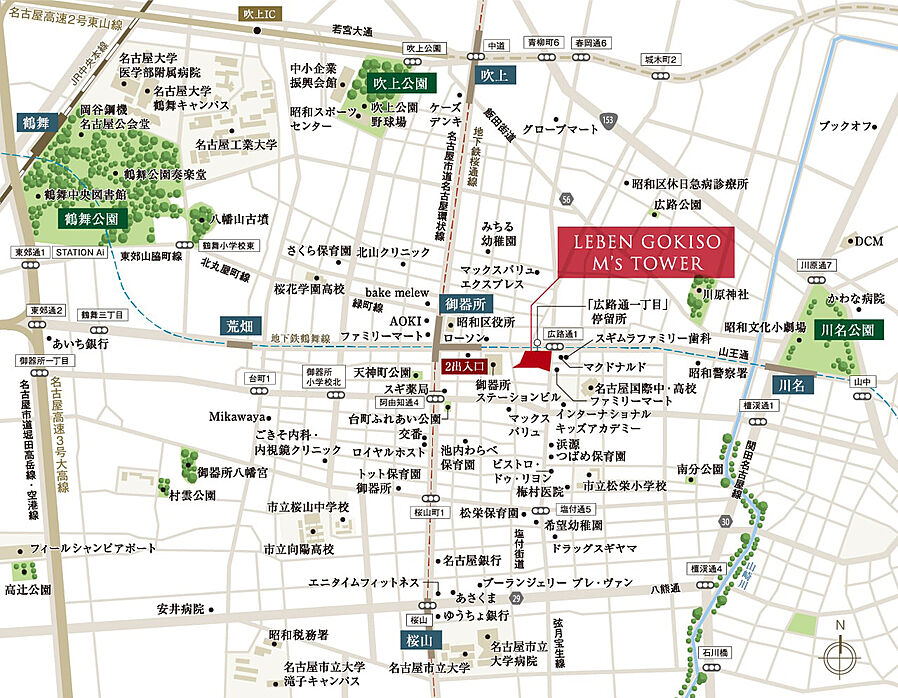 レーベン御器所 M's TOWER：案内図