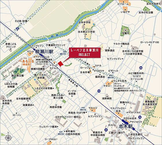 レーベン志木柳瀬川PROJECT 現地案内図