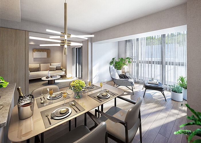 クリオ横濱元町通りザ・グラン リビング・ダイニング・ベッドルーム完成予想図（Aタイプ／分譲済)