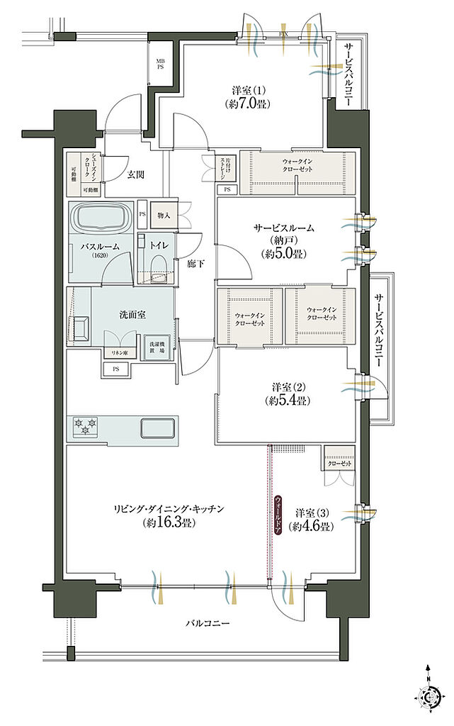クリオ レジダンス立川パークサイド 間取り S-C