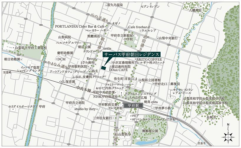 サーパス甲府朝日レジデンス 現地案内図