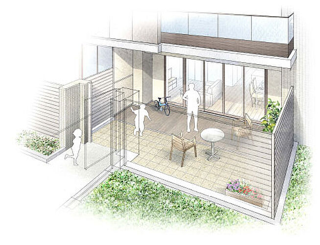 リーフィアレジデンス栗平テラス 1階住戸専用テラスイラスト（※2）