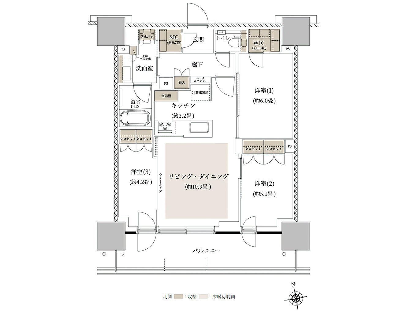 ルネタワー八王子 間取り 70F1