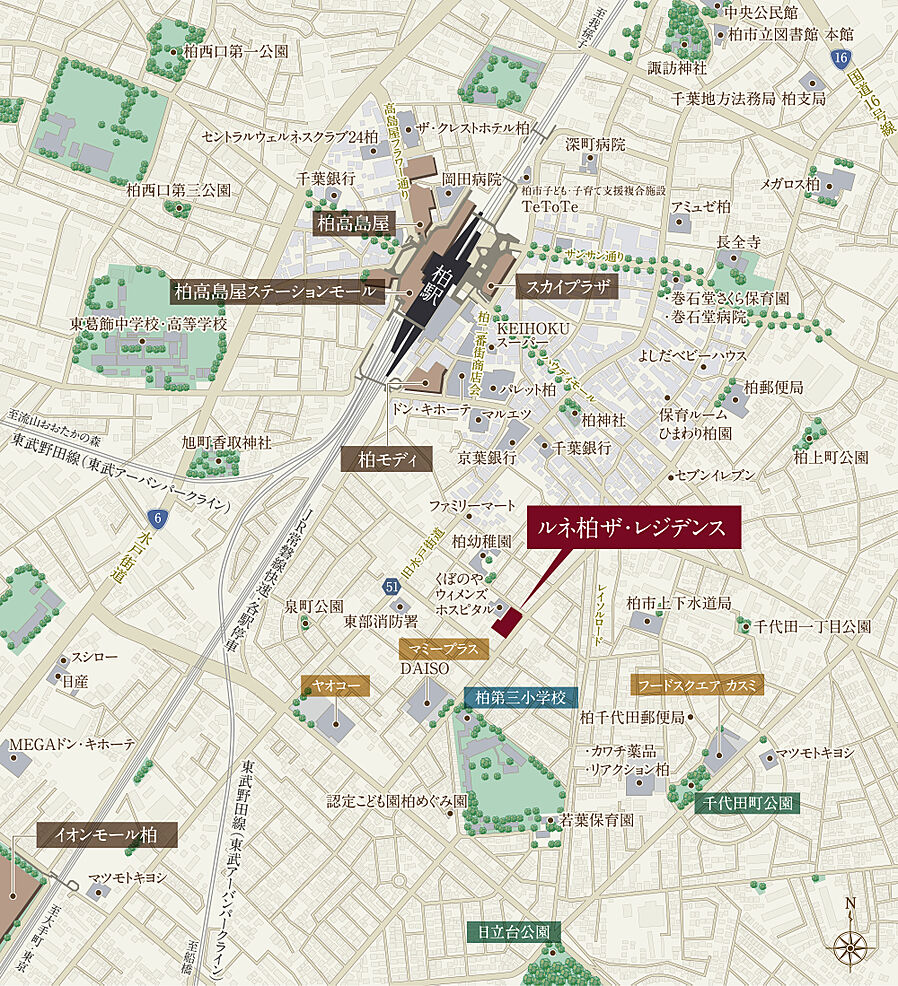 ルネ柏ザ・レジデンス：案内図