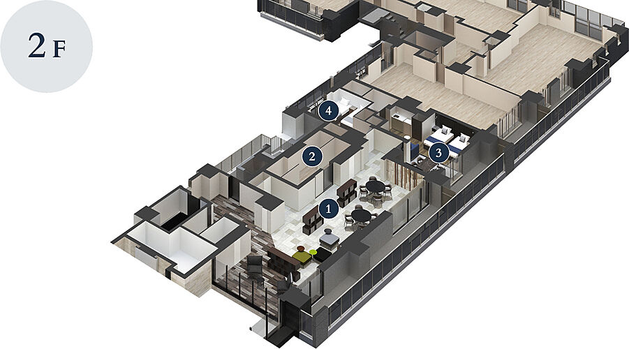 プレミスト札幌環状通東ステーションサイド 2階鳥瞰図<br />
