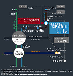 プレミスト札幌環状通東ステーションサイド アクセス図