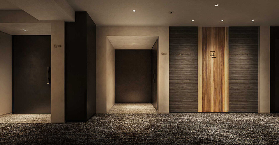 プレミスト京都 三条堀川 内廊下完成予想図(2階)