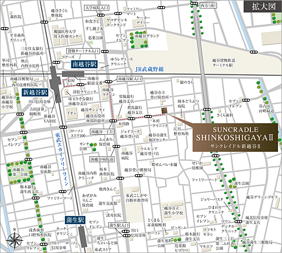 サンクレイドル新越谷 II 現地案内図