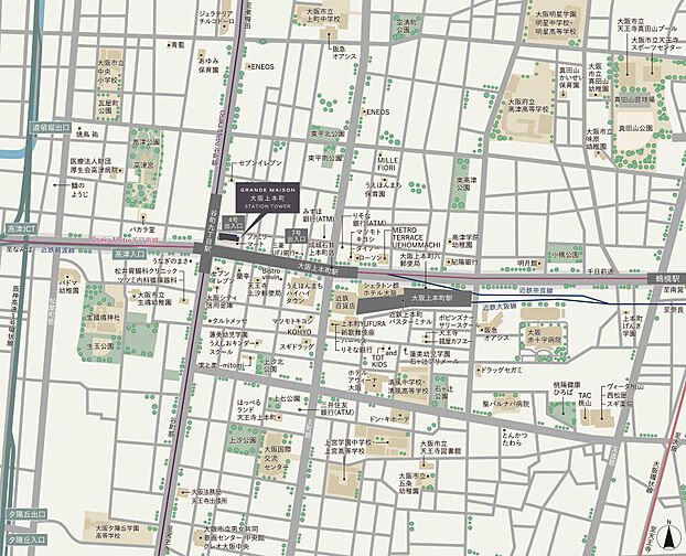 グランドメゾン大阪上本町STATION TOWER 現地案内図