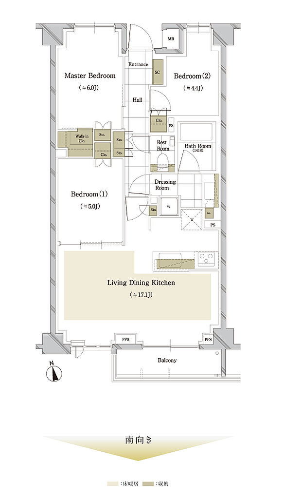 ディアナコート大井町翠景 間取り E