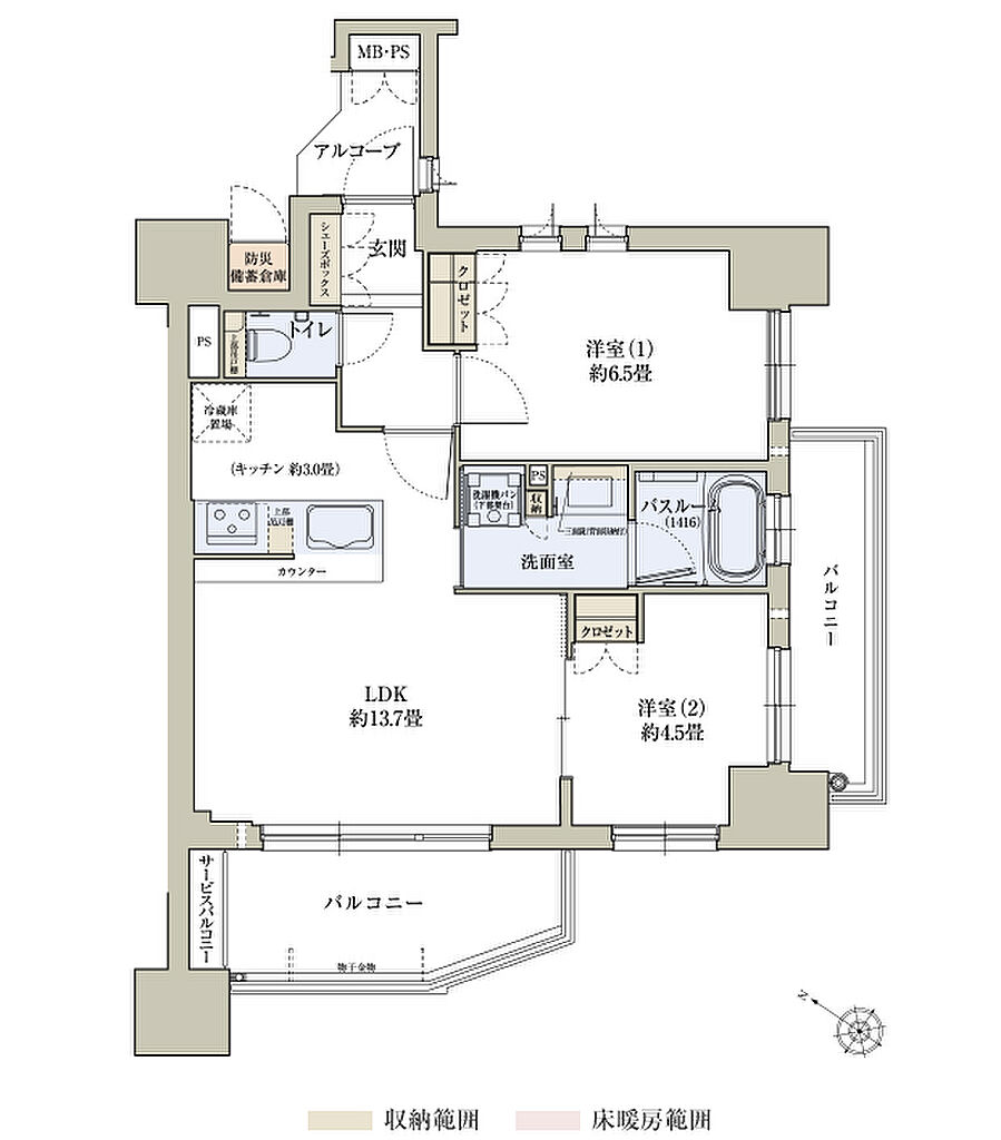 ワコーレ北野坂リアンツィオ 間取り B2
