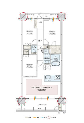 レ・ジェイドシティ千里藤白台 間取り C-B