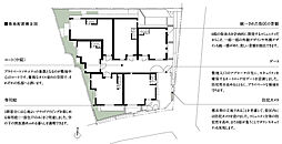 [敷地配置概念図] 6つの私邸が集うことで実現できるプライベートソサエティ。それが「カーサソサエティ文京音羽」ならではの魅力です。マンションにはない、小規模コミュニティだから叶えられる落ち着きや安らぎ。