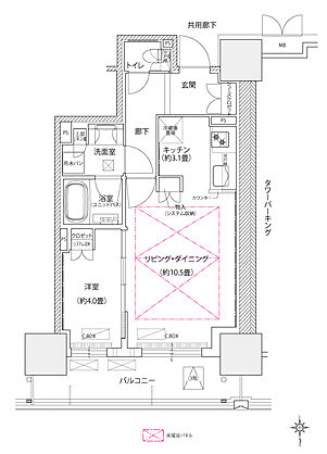 ローレルタワー堺筋本町 間取り 【先着順】CN