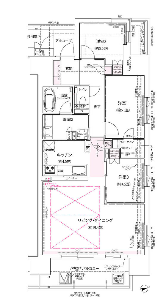 ローレルコート姫路大手前通り 間取り 【先着順】P【メニュー3】