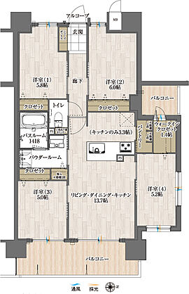 アルファステイツ田園町 間取り E
