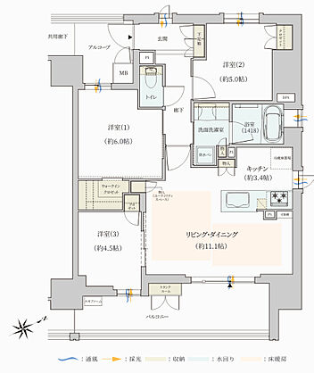 ジオ彩都セントラルコート 間取り Q