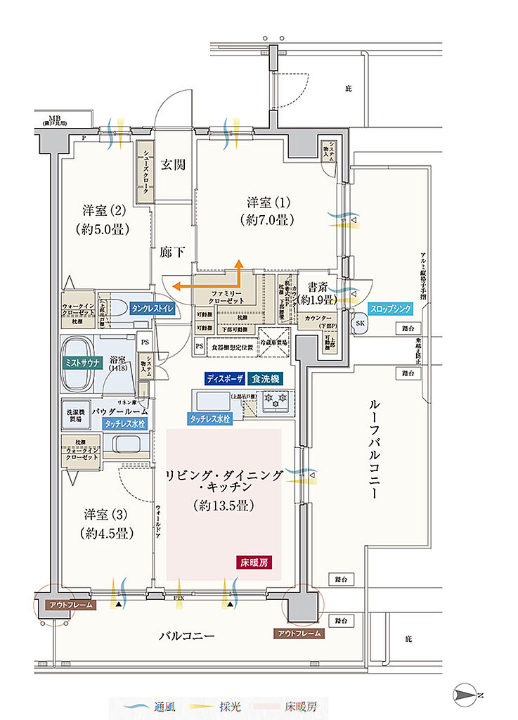 エクセレントシティ元住吉ザ・レジデンス 間取り K'r
