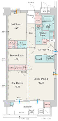 モントーレ室見リバーサイド 間取り A(MENU PLAN 2)