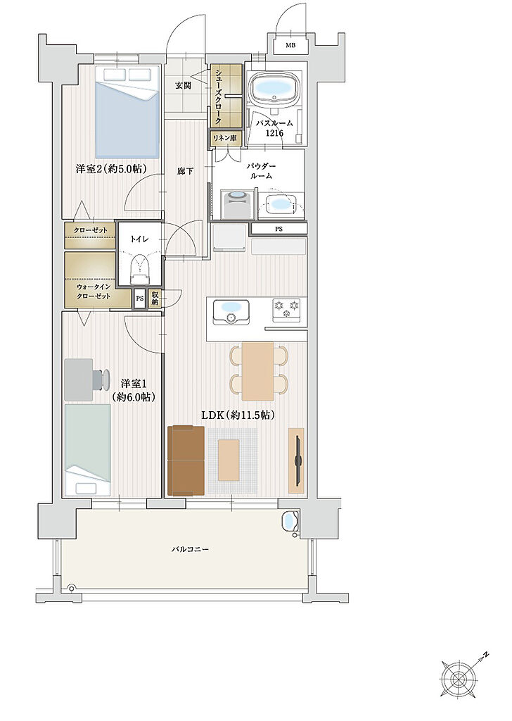グランフォーレ春日原駅前レジデンス 間取り B