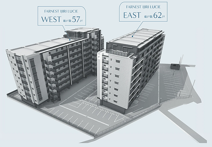 ファーネスト井尻ルシエEAST/WEST 外観完成予想図