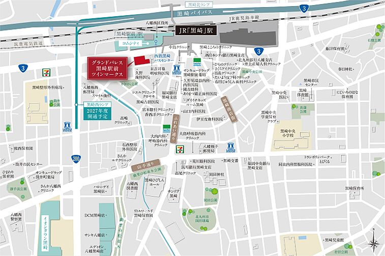 グランドパレス黒崎駅前ツインマークス 現地案内図