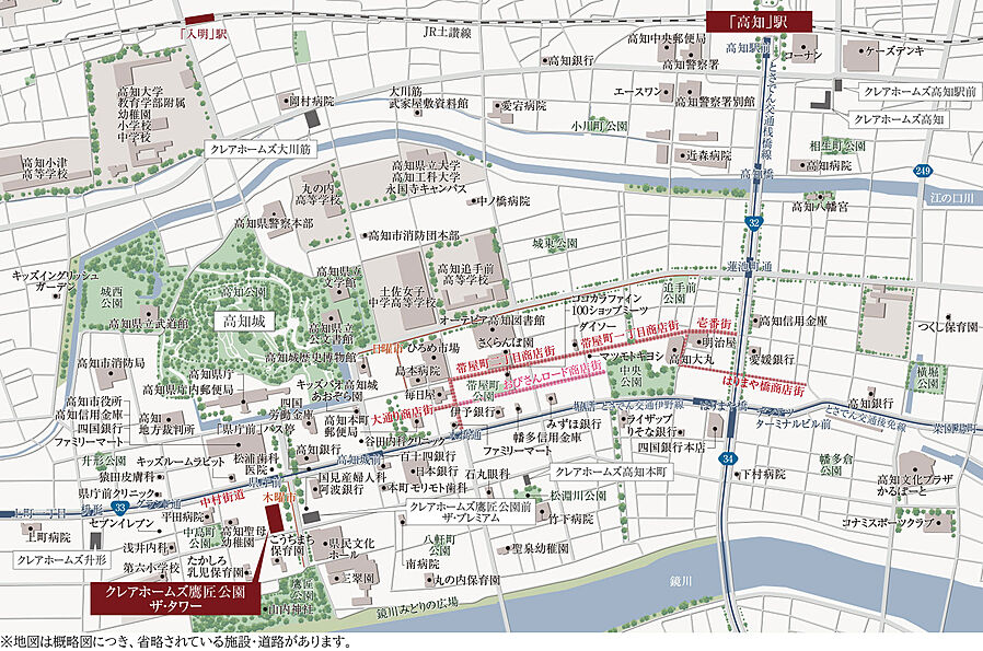 クレアホームズ鷹匠公園ザ・タワー：案内図