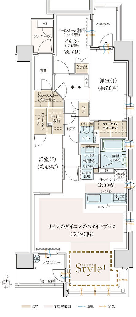 クレアホームズ鷹匠公園ザ・タワー 間取り E