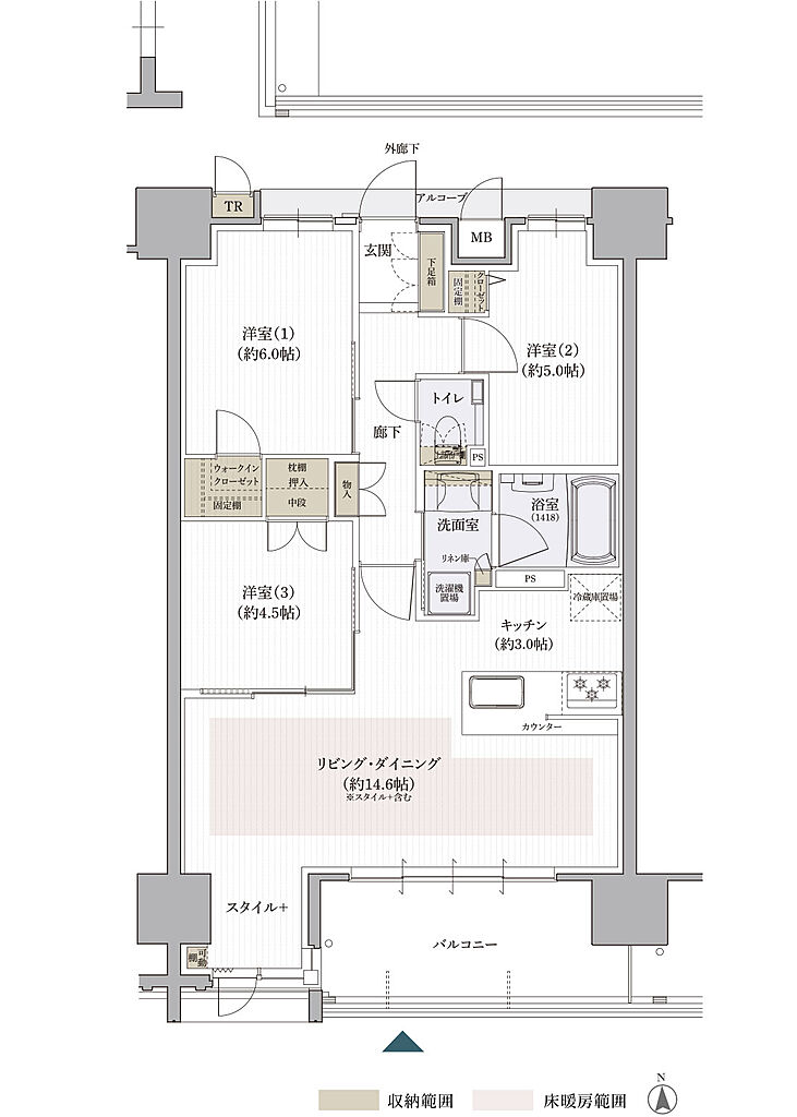 クレアホームズ松山南堀端ザ・プレミアム 間取り F【MENU PLAN2】