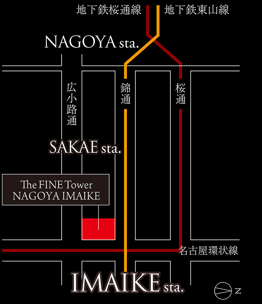 ザ・ファインタワー名古屋今池：交通図